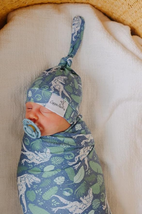 Copper Pearl Baby Swaddle Blanket - Premium Knit Baby Blanket, Large Soft Stretchy Receiving Blankets for Baby Boy and Girl, Swaddles for Newborn, Infant, and Toddler (Jurassic Park)