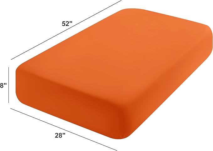 FLXXIE 2 Pack Microfiber Fitted Crib Sheets, Super Soft and Cozy Toddler Fitted Sheets for Standard Crib and Toddler Mattresses, 28x52, Orange