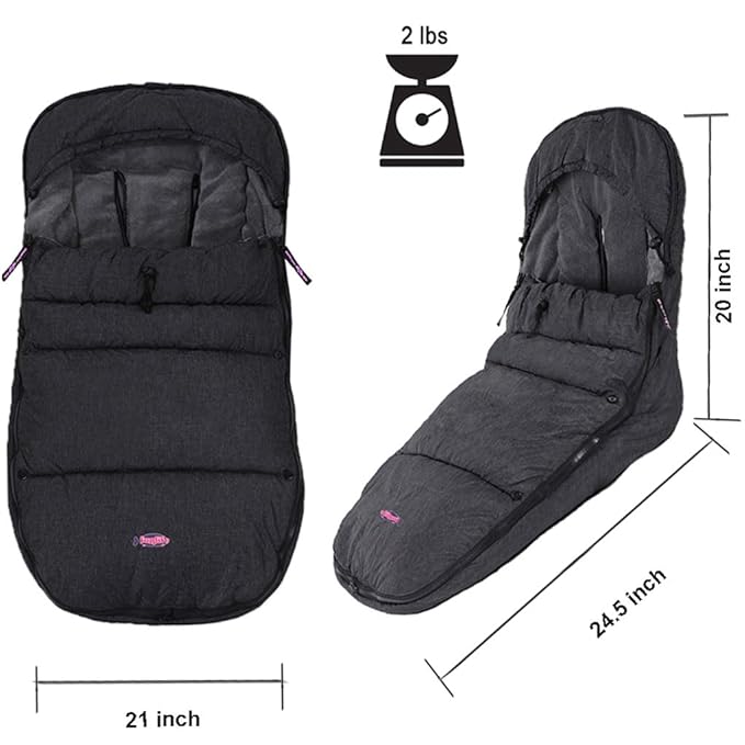 funlife German Designed Ultimate Protection Cozy Warm Waterproof Winter Baby Stroller Bunting Bag,Front Piece Removable,Multi-Function Good for 6-42M,Black