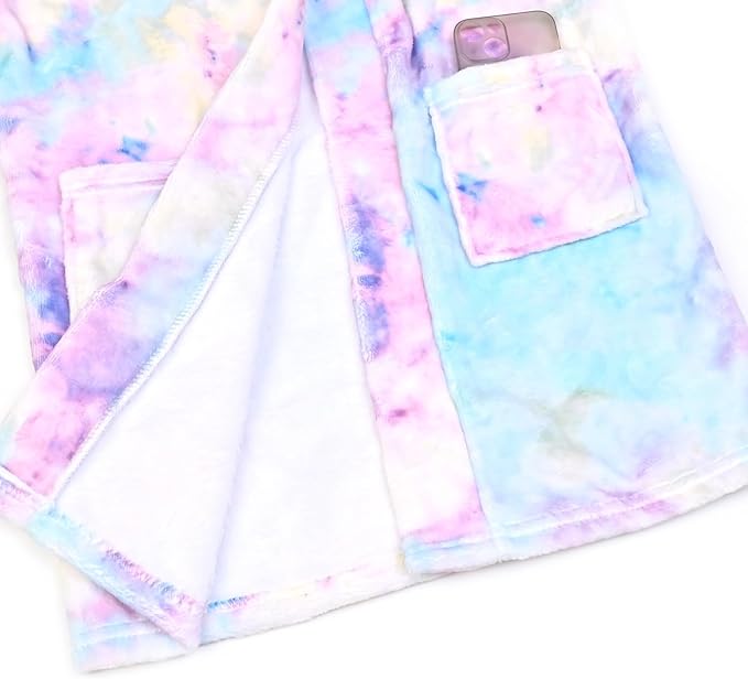 QPANCY Girls Robe Kids Bathrobes Soft Plush Fleece Pajamas Sleepwear