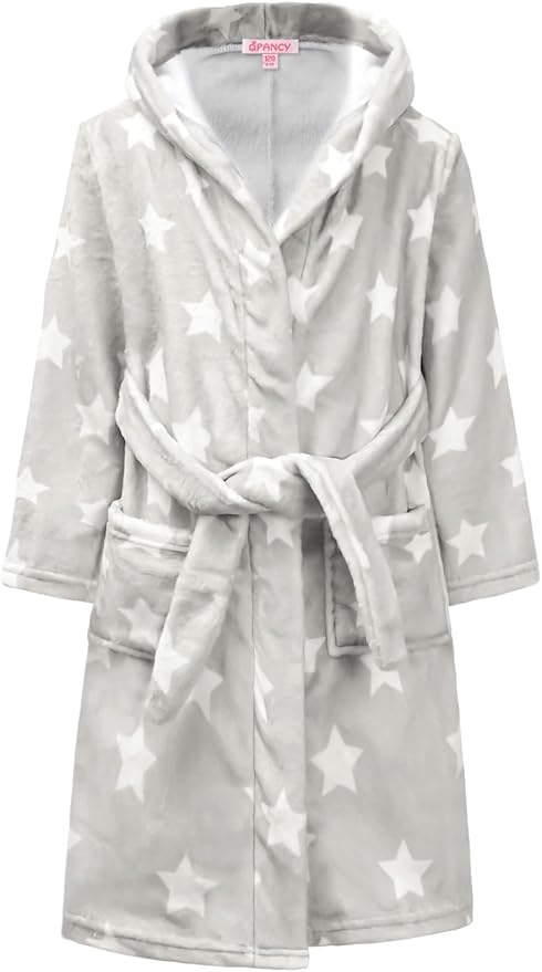QPANCY Girls Robe Kids Bathrobes Soft Plush Fleece Pajamas Sleepwear
