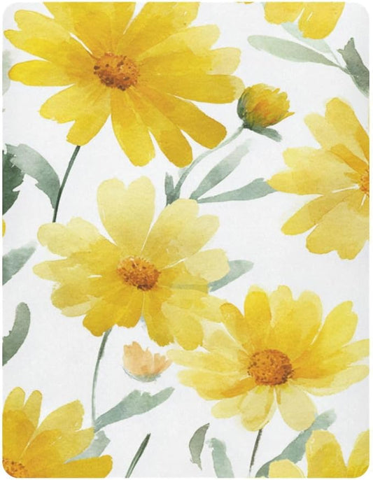 Summer Daisy Yellow Crib Sheets Standard Crib Toddler Mattresses Cover Fitted Baby Bed Sheet Breathable Crib Mattress Sheet for Girls Boys 39''x27''x9''
