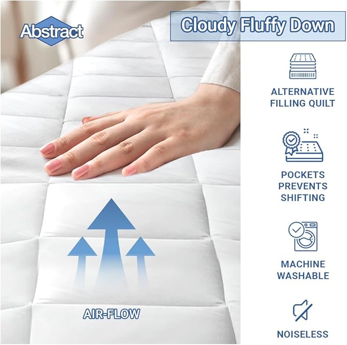 Abstract Cradle Waterproof Mattress Cover - Quilted, Fitted Protector - Breathable Crib Mattress Cover - Noiseless- Machine Washable - Cradle 18" x 36", White