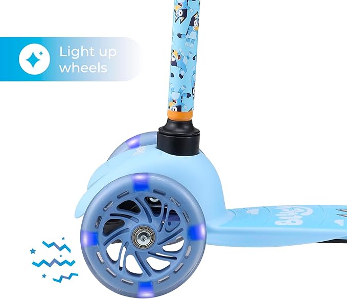 Self Balancing Kick Scooter with Light Up Wheels, Extra Wide Deck, 3 Wheel Platform, Foot Activated Brake, 75 lbs Limit, Kids & Toddlers Girls or Boys, for Ages 3 and Up