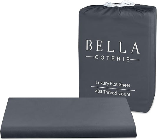 Bella Coterie Luxury Bamboo Viscose Queen Size Flat Sheet | 100% Organically Grown | Ultra Soft | Cooling for Hot Sleepers [Charcoal Grey]