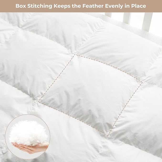 Toddler/Travel/Crib Goose Down Comforter Duvet/Blanket Multifunctional,100% Organic Cotton & Washable Unisex Kids,All Season,White 47x60