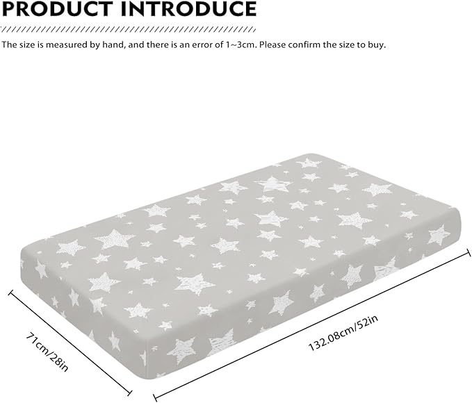 White Cute Stars Fitted Crib Sheet Stars Baby Crib Sheet Fit Standard Crib and Toddler Mattress,Crib Mattress Sheets for Boys Girls 28"x52"