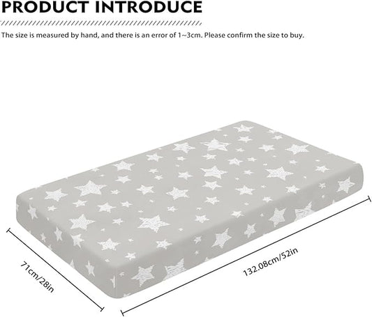 White Cute Stars Fitted Crib Sheet Stars Baby Crib Sheet Fit Standard Crib and Toddler Mattress,Crib Mattress Sheets for Boys Girls 28"x52"