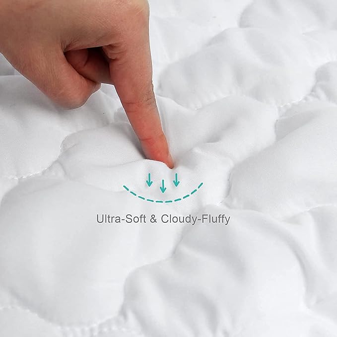 2 Pack Mini Crib Mattress Protector Waterproof Mini Crib Sheets Fitted 38'' x 24'' Skin Friendly & Breathable Sheet Machine Wash (Quilted Improved Thickness)