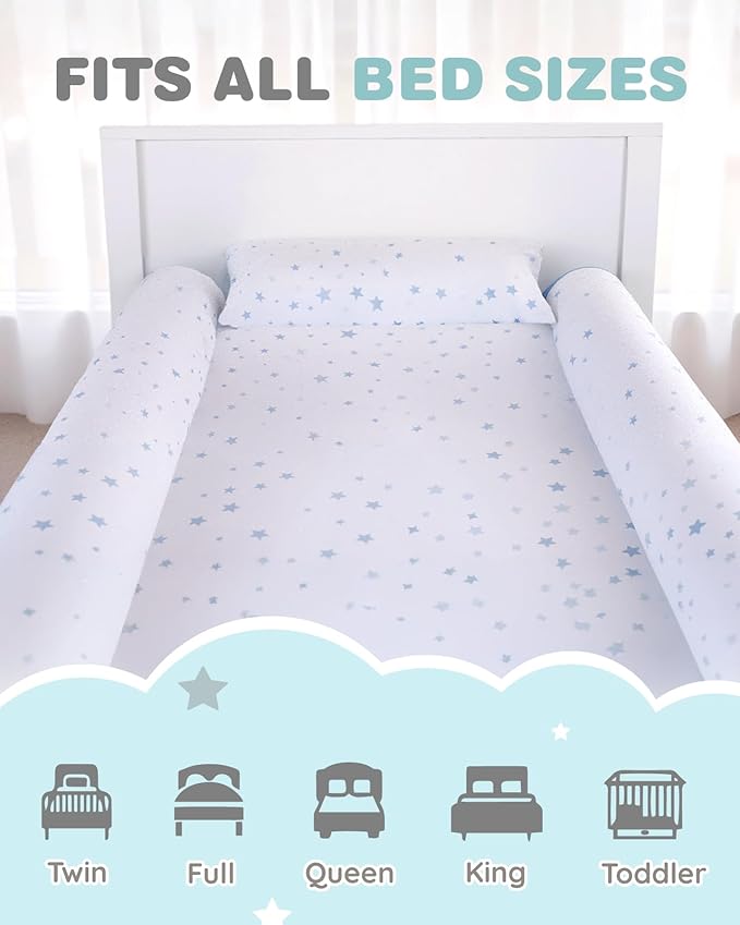 Lilian&Gema 2-Pack Inflatable Bed Rails for Toddlers, Non-Slip Soft FlockingTravel Bed Bumper for Kids for King, Queen, Twin, Full, Toddler-Size Bed, Portable Bed Rails for Hotel, Travel, Home
