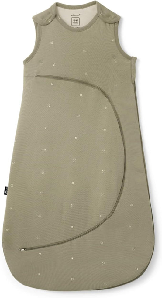 Snuz Baby Sleep Sack with Diaper Zip - Baby Sleeping Bag for Easy Diaper Changes, Super Soft Cotton Sleep Sacks in Summer or Winter Tog with Perfect Fit Poppers, Sage/Cross, 1 Tog 0-6M