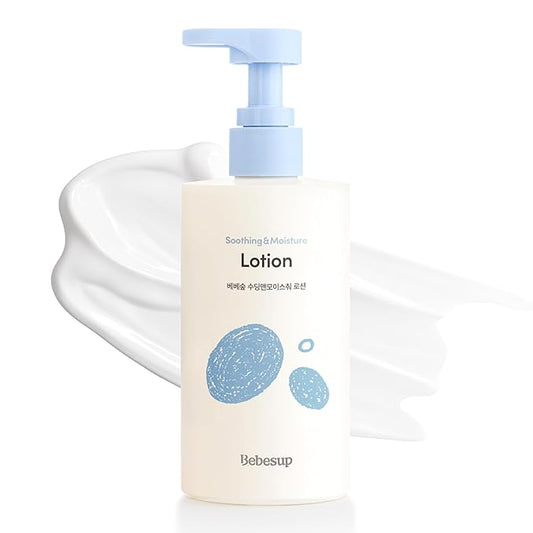 BEBESUP- Daily Hydration Baby Lotion | Korean Skincare for Sensitive & Atopic Skin 100-Hour Hydration Organic Rice & Ceramide Formula Hypoallergenic Fast Absorbing 10.14 fl. oz