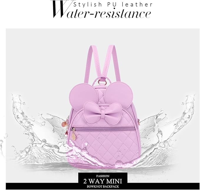 KL928 Girls Mini Backpack Bowknot Polka Dot Cute Small Daypacks Convertible Shoulder Bag Purse for Women