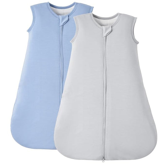 Duomiaomiao 2 Pack Buttery Soft Rayon Made from Bamboo Baby Sleep Sack 18-36 Months 1.0 TOG, Premium Baby Sleeping Bag 2-Way Zipper for Babies