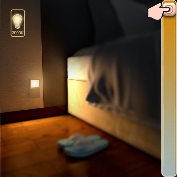 MAZ-TEK Plug in Dimmable Led Night Light with Auto Dusk to Dawn Sensor, Soft Warm White Nightlights for Hallway,Bedroom, Kids Room, Kitchen, Stairway, 4 Pack
