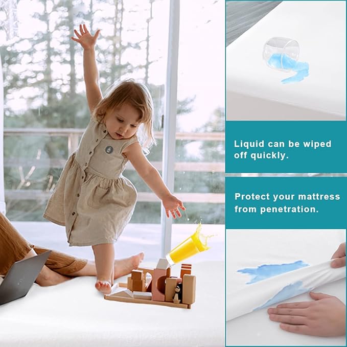 Twin XL Waterproof Zippered Mattress Encasement, Breathable, Noiseless, Machine-Washable Zipped Mattress Cover, Fitting 7" - 13" Deep Mattress 2 Pack