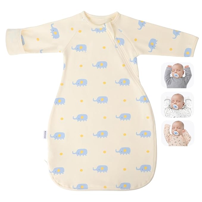 Premium Soft Cotton Transitional Swaddle Sack with Arms Up & Sleeves 3-6 Months, Mitten Cuffs, 2-Way Zipper, Sleeping Sacks for Newborns - Calms Startle Reflex, Boys & Girls Sleep Bag