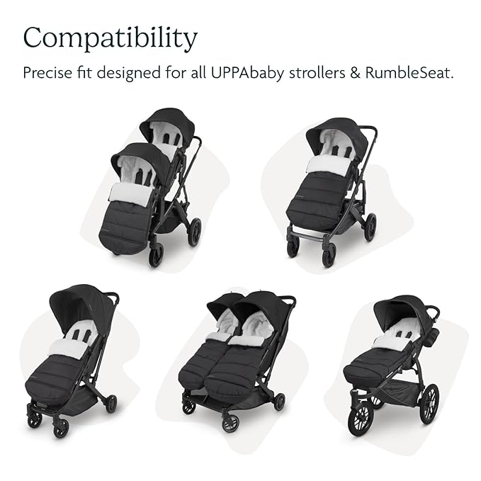 UPPAbaby CozyGanoosh Footmuff - Easily Attaches to UPPAbaby Strollers + RumbleSeat - Ultra-plush, Weather-Proof - Winter Stroller Cover - Greyson (Charcoal Mélange)