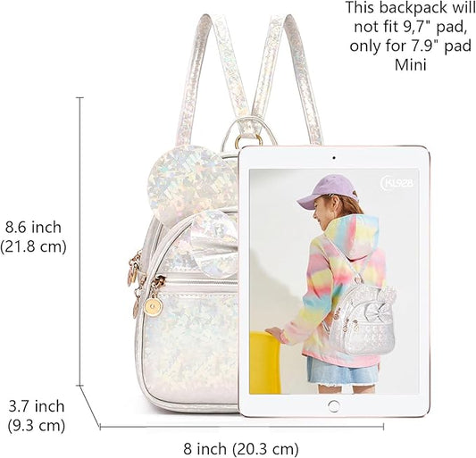 KL928 Girls Mini Backpack Bowknot Polka Dot Cute Small Daypacks Convertible Shoulder Bag Purse for Women