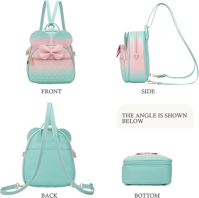 KL928 Girls Mini Backpack Bowknot Polka Dot Cute Small Daypacks Convertible Shoulder Bag Purse for Women
