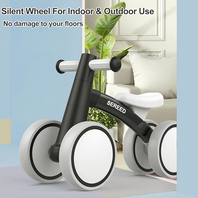 SEREED Baby Balance Bike for 1 Year Old Boys Girls 12-24 Month Toddler Balance Bike, 4 Wheels Toddler First Bike, First Birthday Gifts