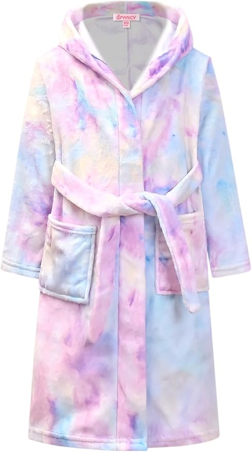 QPANCY Girls Robe Kids Bathrobes Soft Plush Fleece Pajamas Sleepwear