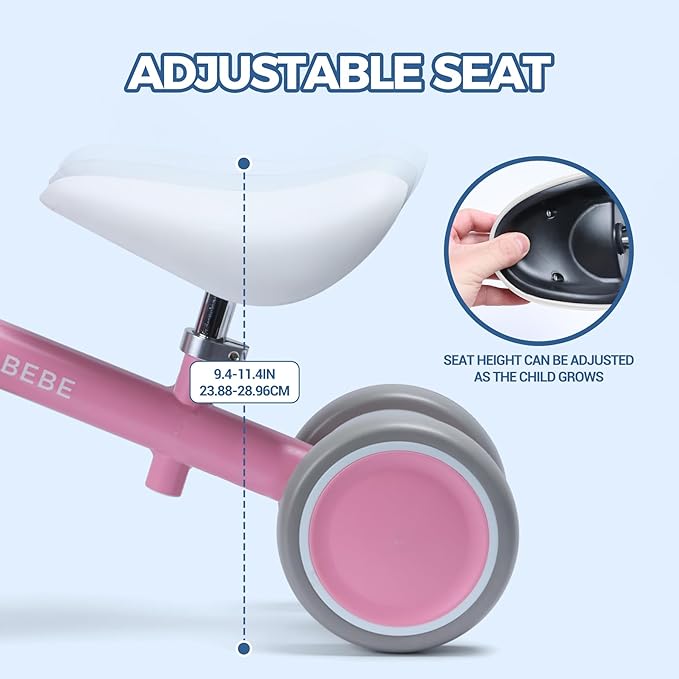 COOLBEBE Baby Balance Bike for 1 Year Old Boys Girls Gift, 2 Year Old Toddler Balance Bike with 4 Silent Wheels, One Year Old Birthday Gift Children for 12M-36M Pre-School