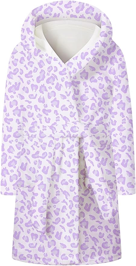 Umeyda Girls & Women Fleece Hooded Robes, Soft Fuzzy Bathrobe Warm Plush Fluffy Bath Robe for Kids Womens