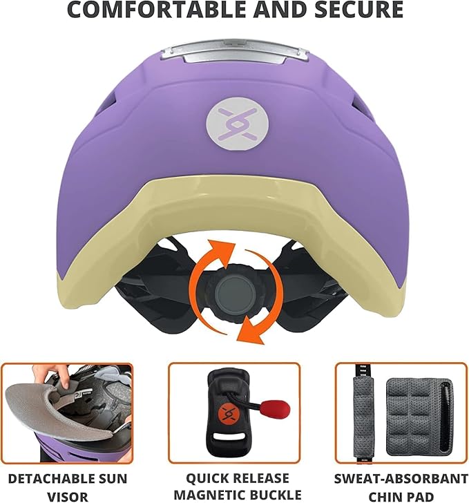 XNITO Kid Bike Helmets for Boys and Girls | Fit Head 51-54cm Circumference | CPSC & NTA-8776 Dual Certified | Multi-Sport Helmets with LED Lights, Magnetic Buckle, Detachable Visor