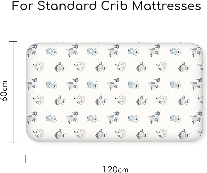 Nap Mat Sheet 47"x24", 3 Pack Blue Ocean Sailor Baby Crib Sheets Fitted Elastic Corners, Preschool Day Care Rest Mat Cover, Soft Breathable - Compatible with Regalo My Cot, Joovy Travel Cot