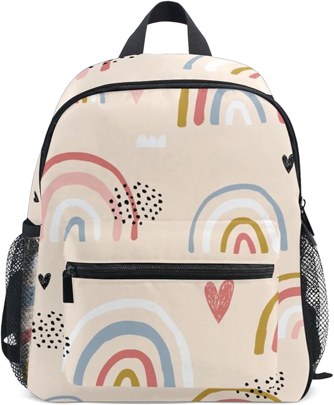ALAZA Cute Toddler Backpack Boho Style Rainbow Heart Backpack for Boys Girls Kindergarten Backpack Toddlers Daycare Bag Preschool Backpack