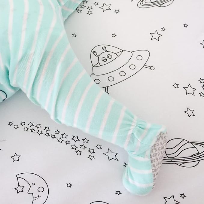 Milky Chic GOTS Fitted Baby Crib Sheet, Breathable 100% Organic Cotton Mattress Sheet for Boys and Girls, Fits Standard Size Mattresses (Space Black & White, Pack of 1)