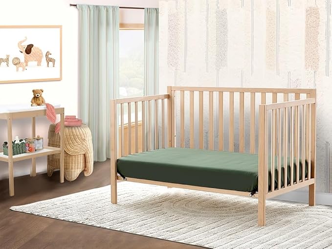 Sorelle Essex Euro 4-in-1 – Nursery Furniture Set, Wooden Baby Crib with Non-Toxic Finish, Integrated, Toddler Bed, Daybed, and Full-Size Bed Conversion Kit – Natural
