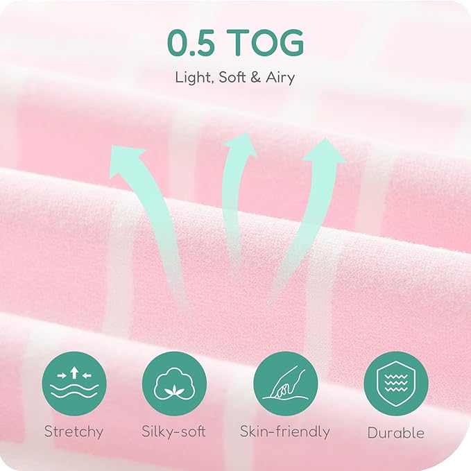 Baby Sleep Sacks Lightweight, Soft & Breathable 0.5 TOG Wearable Blanket with Zipper, 3-Pack 0-3-6-12-24-4T