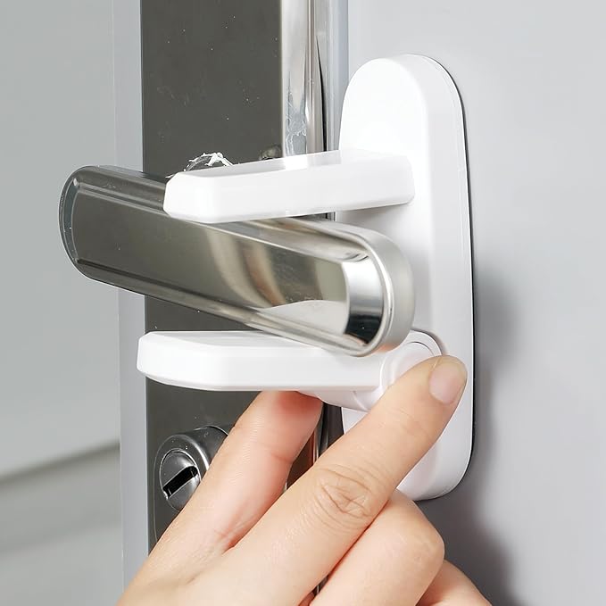 Door Lever Lock 2 Pack, No Drilling or Tools Needed for Installation, ABS Material Door Handle Baby Proof with Strong 3M Adhesive, Prevents Toddlers from Opening Doors