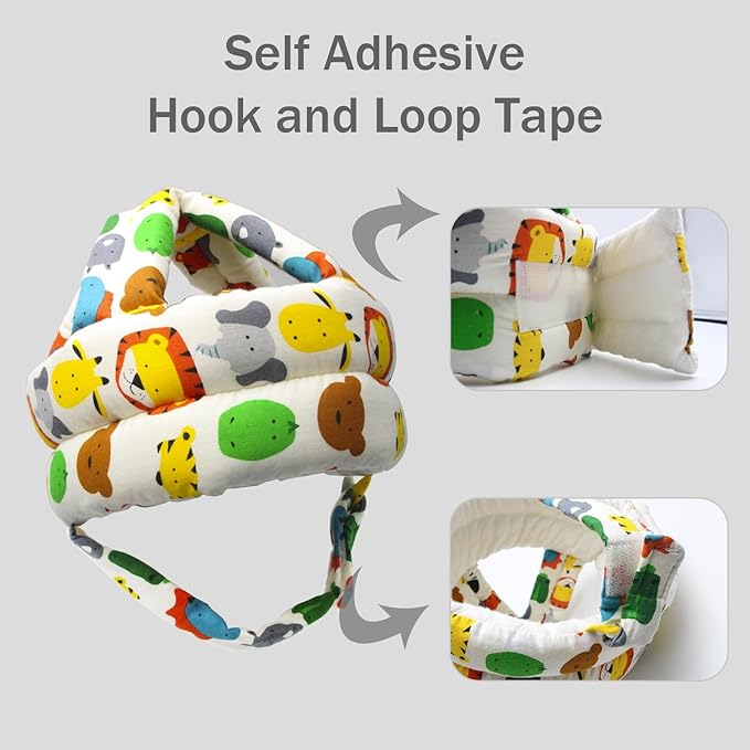 Baby Head Protector Baby Helmet for Crawling Walking, No Bumps Safety Head Adjustable Protective Cap for Walking, Playing (Animals)