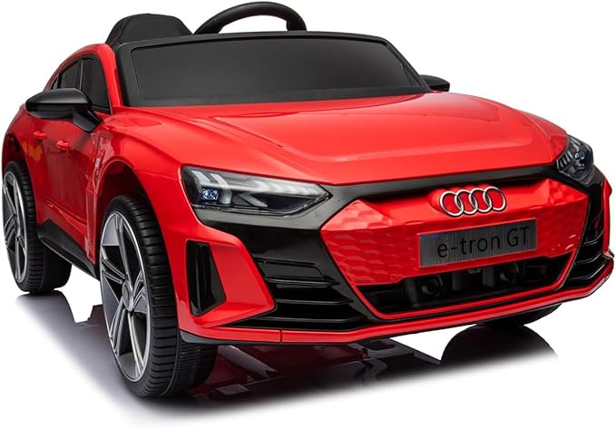 12V Kids Electric Vehicle with Remote Control, Audi Officially Licensed, Bluetooth Music, Rocking Mode, LED Lights, Leather Seat, 3 Speeds, Battery Powered Electric Vehicle Toy for Boys & Girls