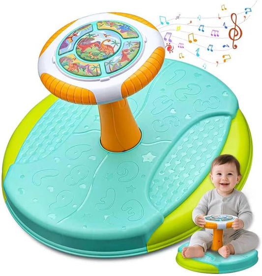 Dinosaur Sit and Spin Toys for Toddlers 1-3, 360° Toddler Spinning Seat with LED Lights and Music Christmas Birthday Gift for 1 2 3 Years Old Boys Sensory Toys Toddler Activities