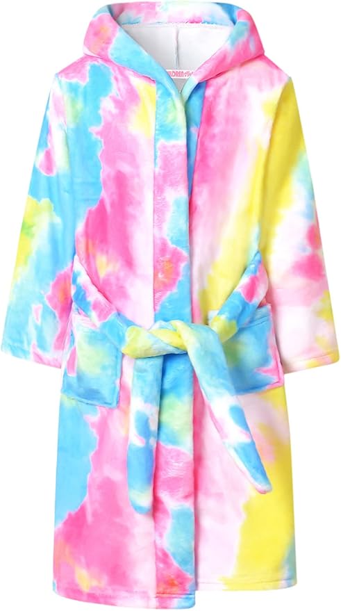CHILDRENSTAR Girls Robe Kids Bathrobes Plush Soft Fleece Pajamas Sleepwear