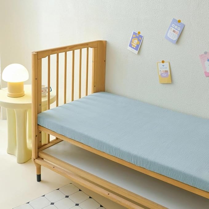 Muslin Crib Sheets - Fitted Crib Mattress Sheets for Boys and Girl - 28"x 52", 2 Pack (Dinosaur, Blue)