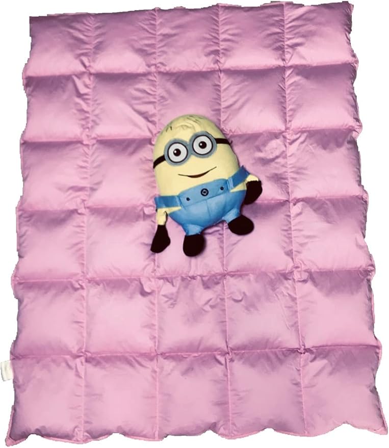 Toddler/Travel/Crib Goose Down Comforter Duvet/Blanket Multifunctional,100% Organic Cotton Washable Unisex Kids,All Season,Pink 47x60