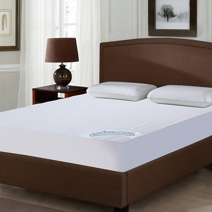 SPRINGSPIRIT Twin Mattress Protector Waterproof, Twin Mattress Pad Cover Fitted up to 14'' Depth Pocket, Fitted Bed Fitted Sheet