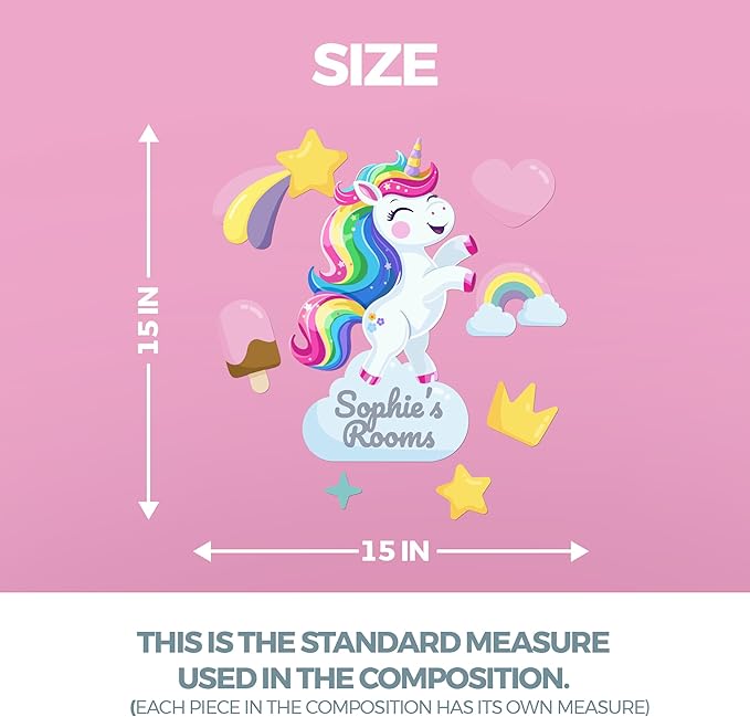 EGD Custom Unicorn Door Decal with Name | Door Decals for Bedroom or Nursery | Personalized Vinyl Wall Decal for Kids Room | Cute Magic Theme Wall Stickers for Girls (G. Unicorn)