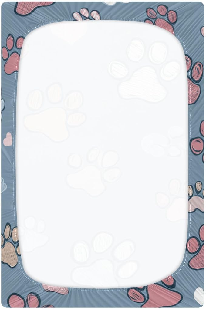 Blue Footprints Crib Sheets Standard Crib Toddler Mattresses Cover Fitted Baby Bed Sheet Breathable Crib Mattress Sheet for Girls Boys 39''x27''x9''