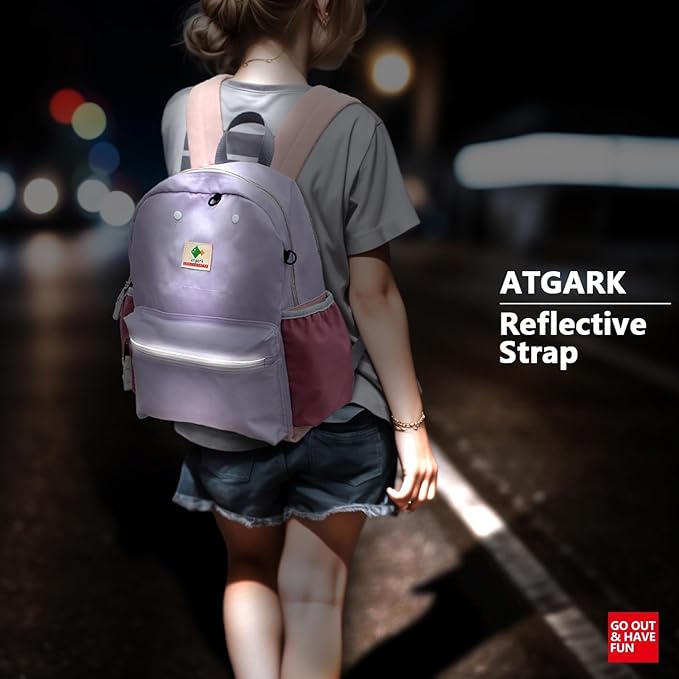 atgark Kids Backpacks, Unisex, Purple, 15" H, 1L, Modern, Animal Theme, 6-9 Years, Elementary School, Travel, 1.9" W x 0.78" D