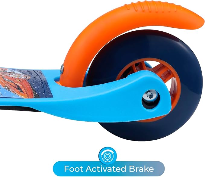 Self Balancing Kick Scooter with Light Up Wheels, Extra Wide Deck, 3 Wheel Platform, Foot Activated Brake, 75 lbs Limit, Kids & Toddlers Girls or Boys, for Ages 3 and Up