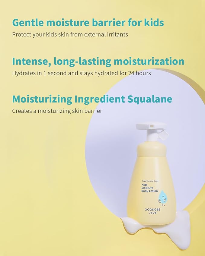 GOONGBE Kids Complete Body Care Set - Korean Low pH Body Wash & 24hr Moisturizing Lotion - Hydrating Formula with Panthenol, Amino Acids, Cica & Squalane - Allergen-Free Scent, 10.1 fl.oz & 2.7 fl.oz