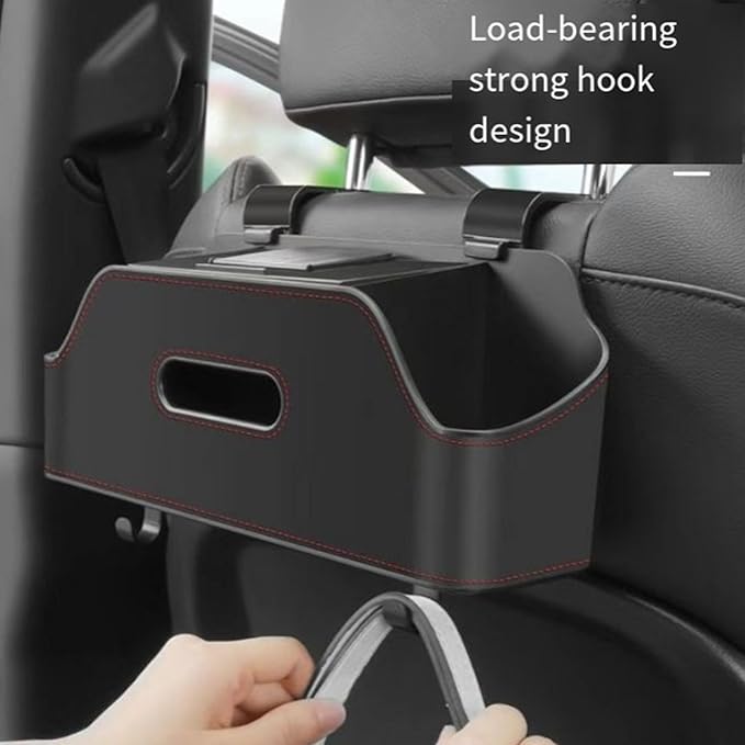 3-in-1 Car Backseat Organizer, Multifunctional Car Back Seat Storage, Car Backseat Storage Box with Drink Cup Holder Tissue Box, for Hold Phone,Snacks, Drinks, Handbag (RED)