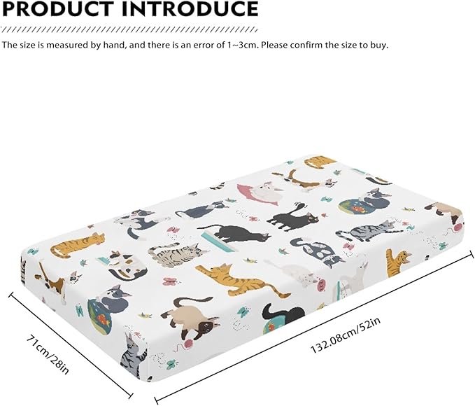 Different Cats Poses Baby Crib Sheets Fitted Crib Sheets Kid Crib Fitted Sheets Crib Cover Single Pack 28"x52" for Boys Girls