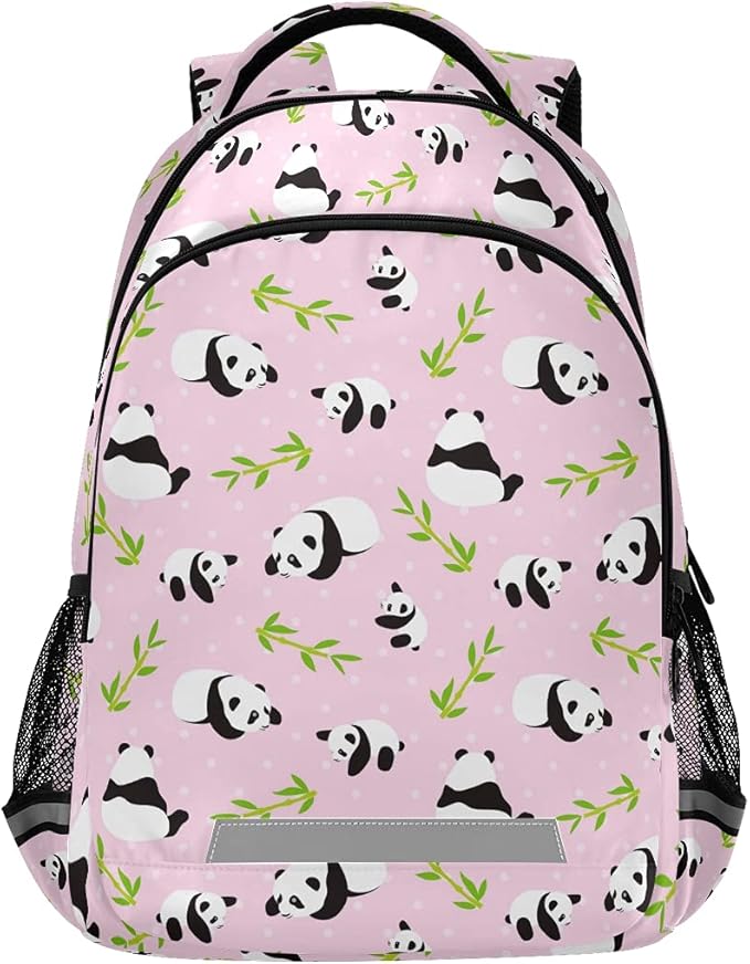 MNSRUU School Backpack with Chest Strap, Animal Cute Panda Bear Laptop Backpack, Travel Hiking Backpack for Boys Girls, Rucksack, Knapsack One Size